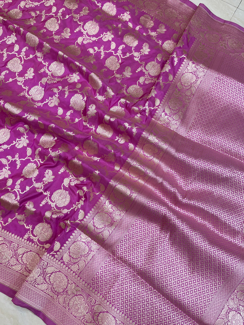 Pure Katan Silk Banarasi Handloom Saree - All over Jaal  work - The Handlooms
