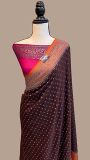 Khaddi Georgette Banarasi Saree -  Antique zari - The Handlooms