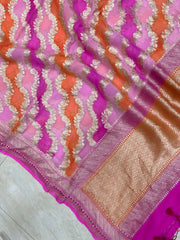Pure Khaddi Georgette Dupatta - water zari - The Handlooms