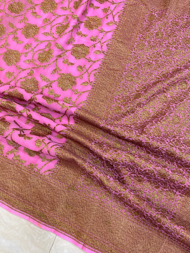 Khaddi Georgette Banarasi Saree -  Antique zari - The Handlooms