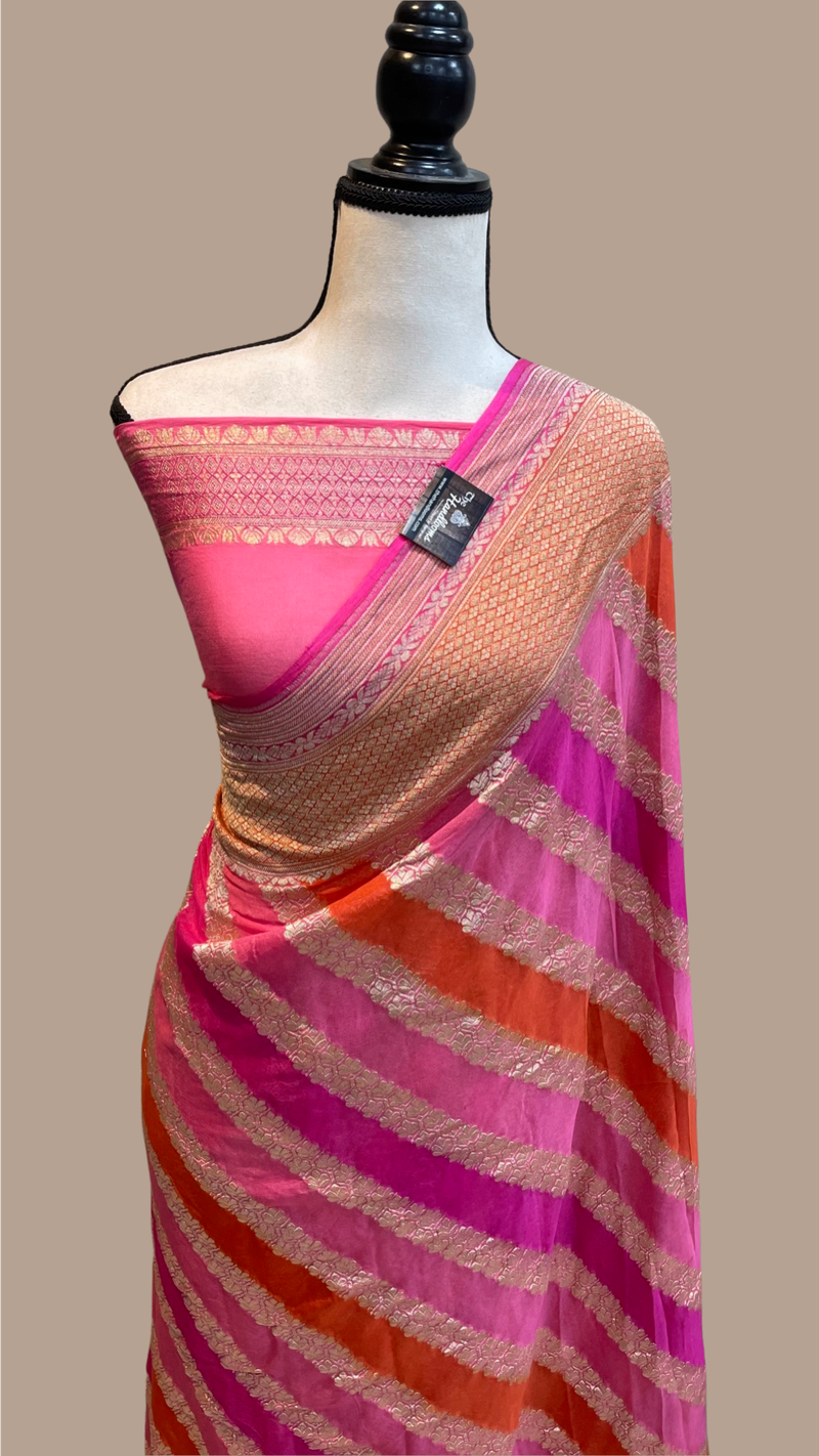 Khaddi Georgette Handloom Banarasi Saree - The Handlooms