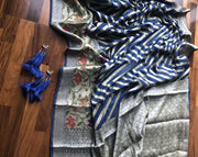 Navy Pure Chiffon Khaddi Banarasi Saree - The Handlooms