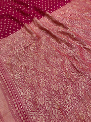 Pure Khaddi Georgette Handloom Banarasi Saree - Gold zari - The Handlooms