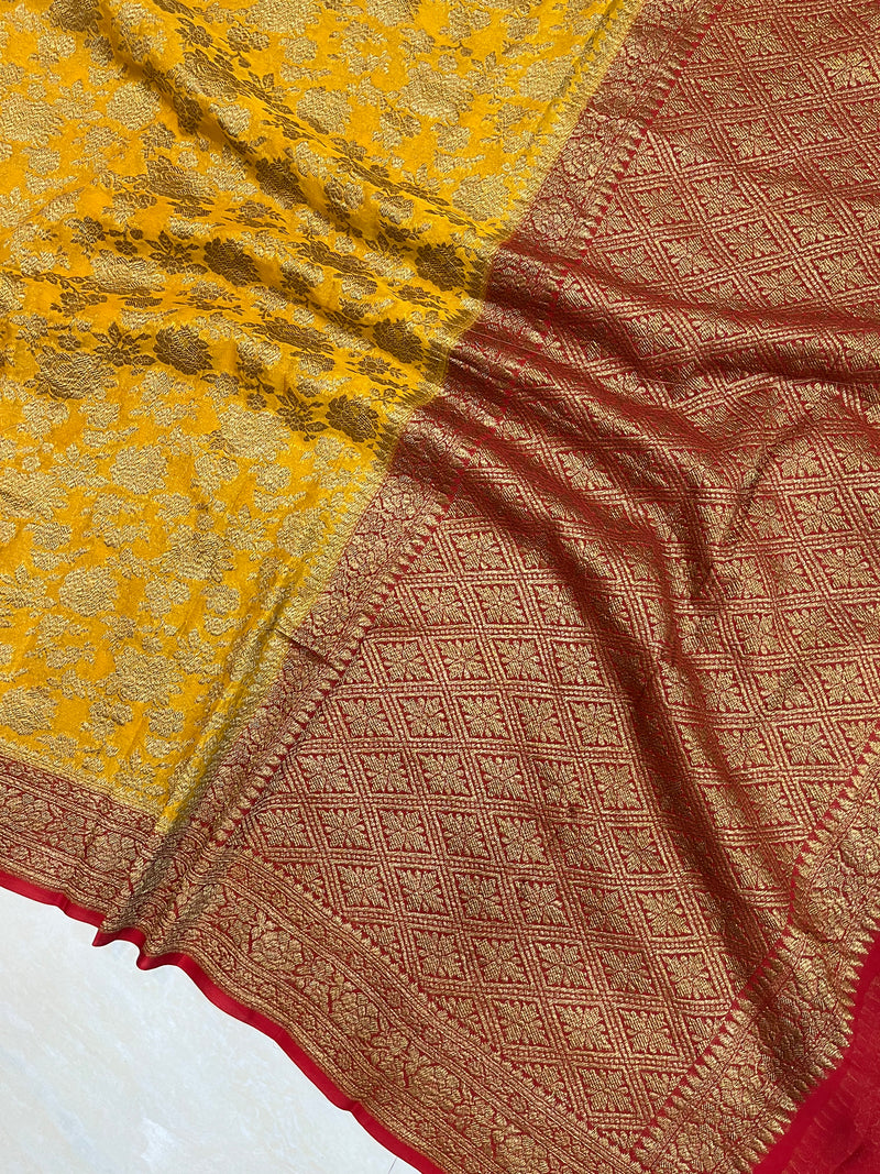Khaddi Georgette Banarasi Saree -  Antique zari - The Handlooms
