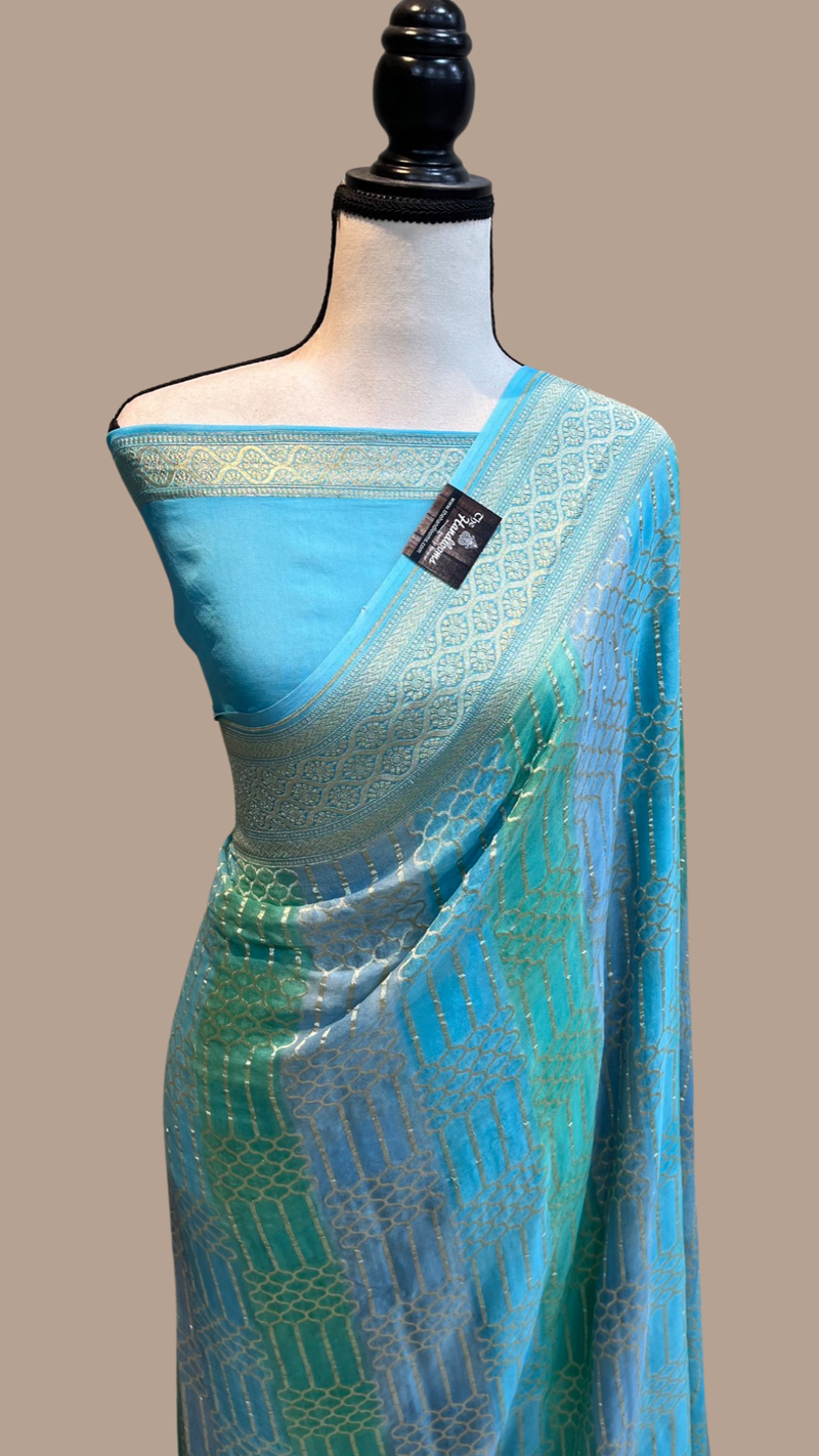 Khaddi Georgette Handloom Banarasi Saree - The Handlooms