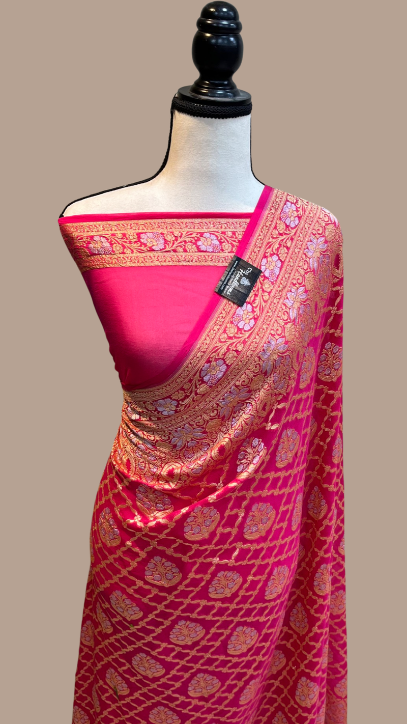 Khaddi Georgette Handloom Banarasi Saree - Sona Roopa - The Handlooms