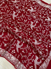 Pure organza Chikankari Handloom Banarasi Saree - The Handlooms