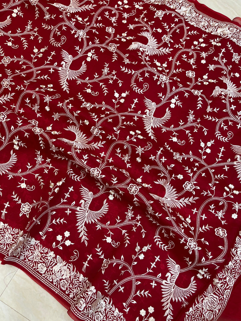 Pure organza Chikankari Handloom Banarasi Saree - The Handlooms