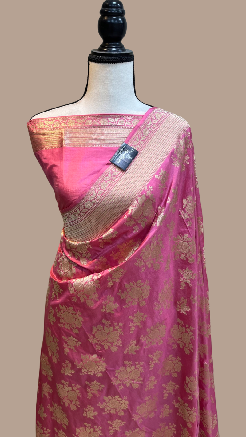 Pure Katan Silk Banarasi Handloom Saree - All over Jaal work - The Handlooms