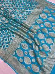 Khaddi Georgette Banarasi Saree - Gold zari - The Handlooms