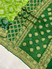 Pure Georgette Banarasi Bandhej Handloom Saree - The Handlooms