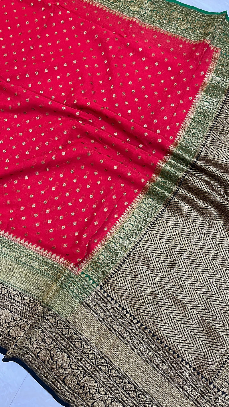 Khaddi Georgette Banarasi Saree -  Antique zari - The Handlooms