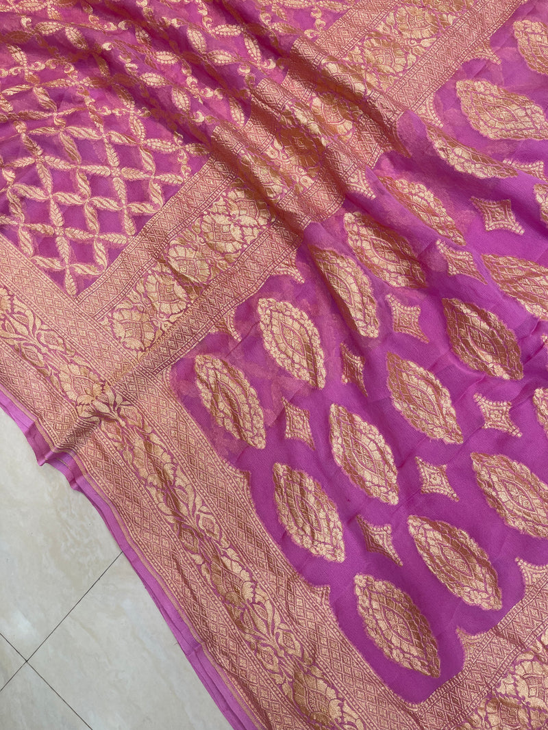 Khaddi Georgette Banarasi Saree -  Gold zari - The Handlooms