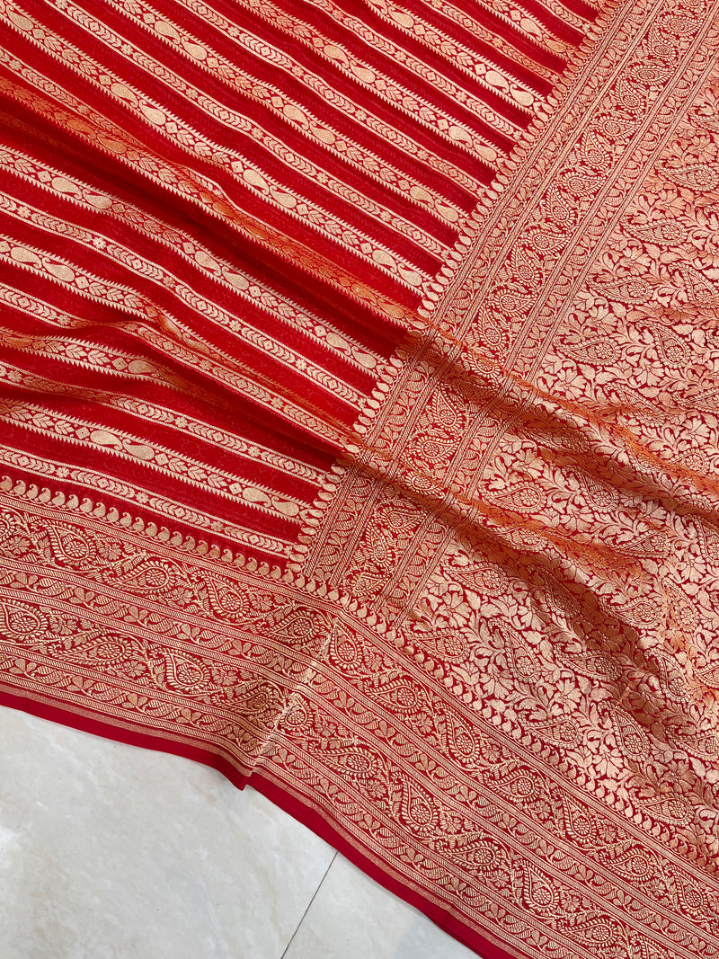 Khaddi Georgette Banarasi Saree -  Gold zari - The Handlooms