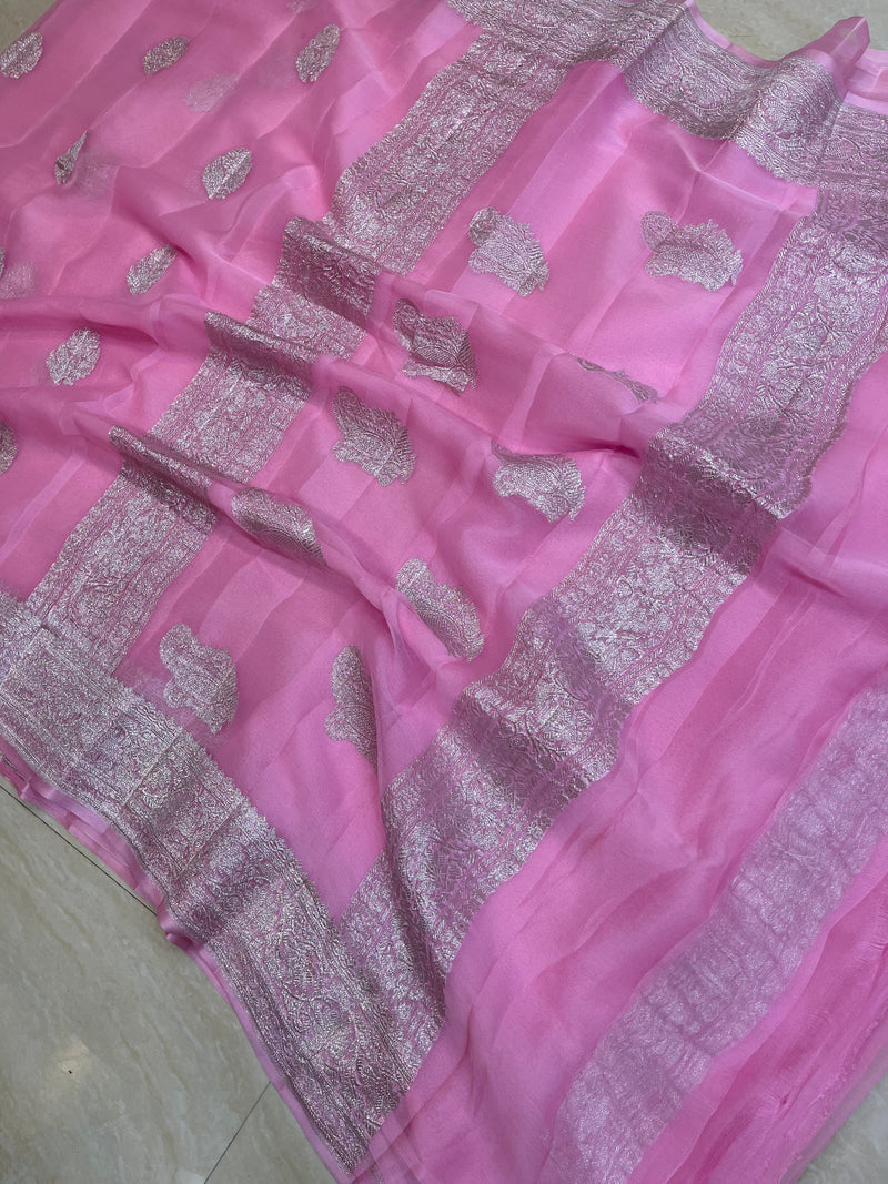 Pure Georgette Banarasi Handloom Saree - The Handlooms