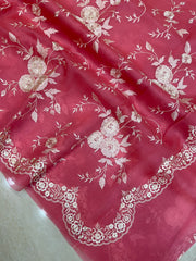 Pure organza Chikankari Handloom Banarasi Saree - The Handlooms