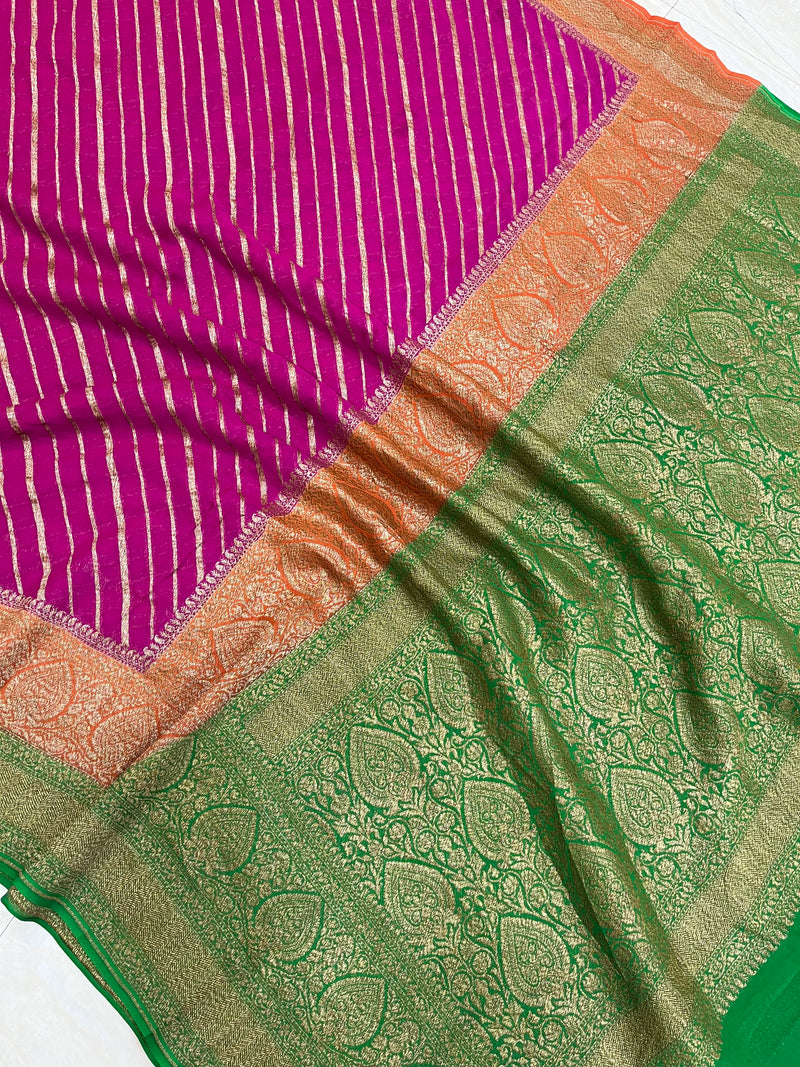 Khaddi Georgette Banarasi Saree -  Antique zari - The Handlooms