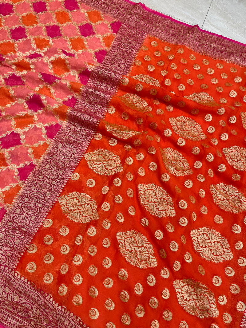 Khaddi Georgette Handloom Banarasi Saree - The Handlooms