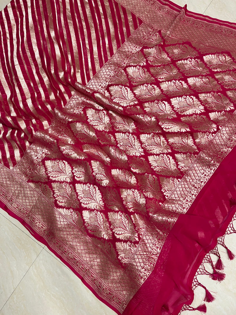 Khaddi Georgette Handloom Banarasi Saree - The Handlooms