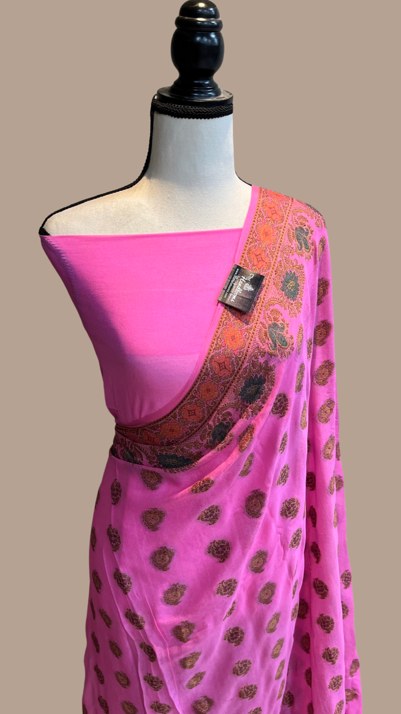 Pure Chiffon Khaddi Banarasi Saree - The Handlooms