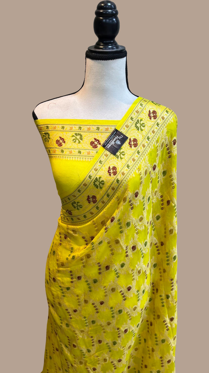 Pure Chiffon Khaddi Banarasi Saree - The Handlooms