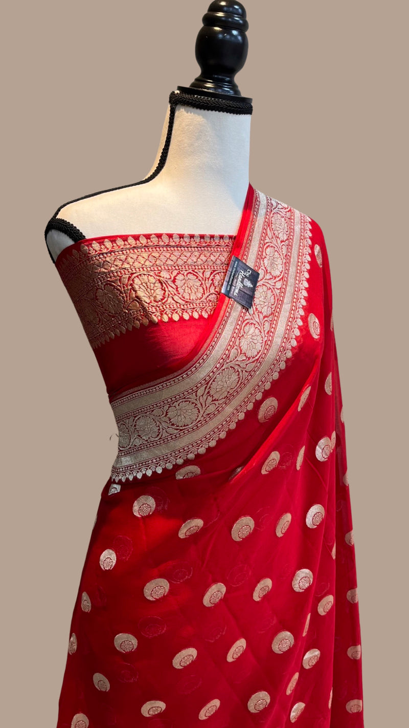 Khaddi Georgette Handloom Banarasi Saree - The Handlooms