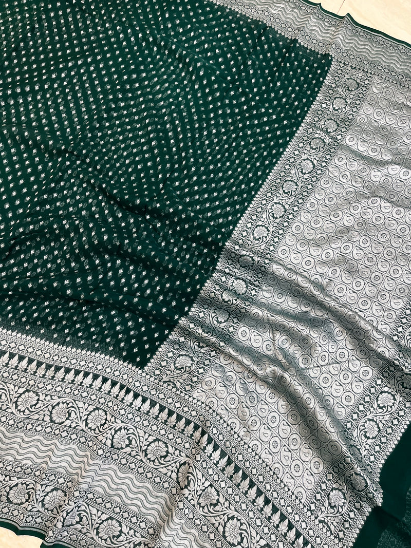 Khaddi Georgette Handloom Banarasi Saree - The Handlooms