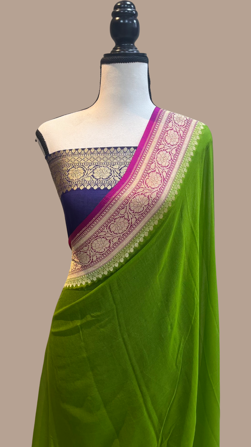 Khaddi Georgette Handloom Banarasi Saree - The Handlooms
