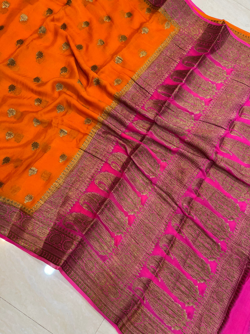 Pure Chiffon Khaddi Banarasi Saree - The Handlooms