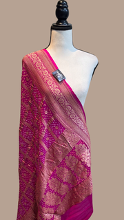 Pure Georgette Banarasi Bandhej Handloom Dupatta - The Handlooms