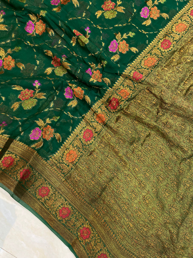 Pure Chiffon Khaddi Banarasi Saree - The Handlooms
