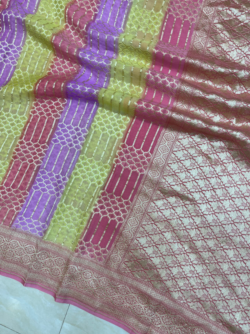 Khaddi Georgette Handloom Banarasi Saree - The Handlooms