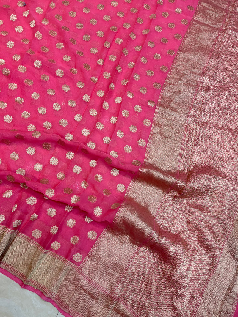 Pure Khaddi Georgette Dupatta - water zari - The Handlooms