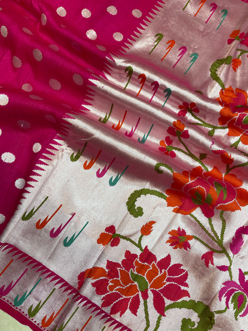 Tussar Georgette Handloom Banarasi Saree - All over meenakari - The Handlooms