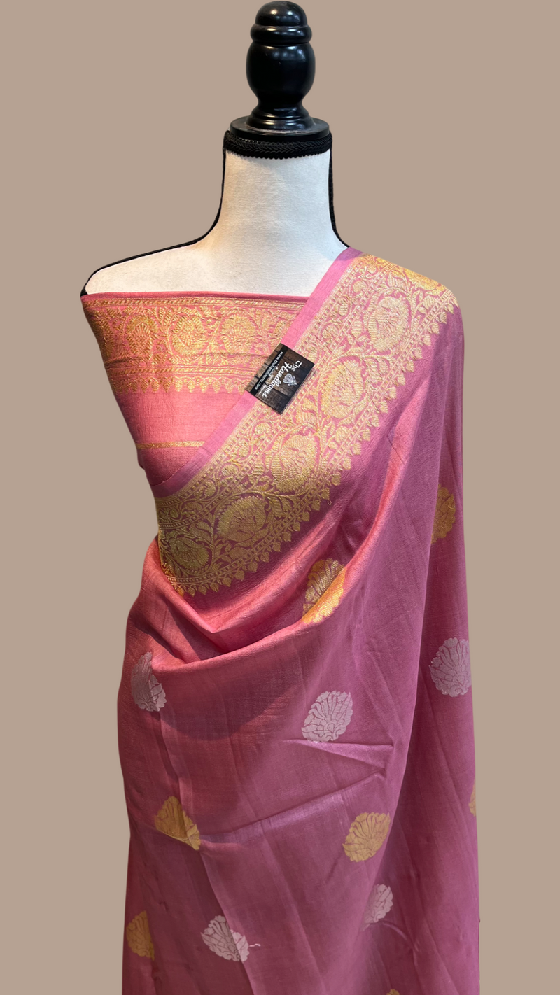 Tussar Georgette Handloom Banarasi Saree - All over kadua work - The Handlooms