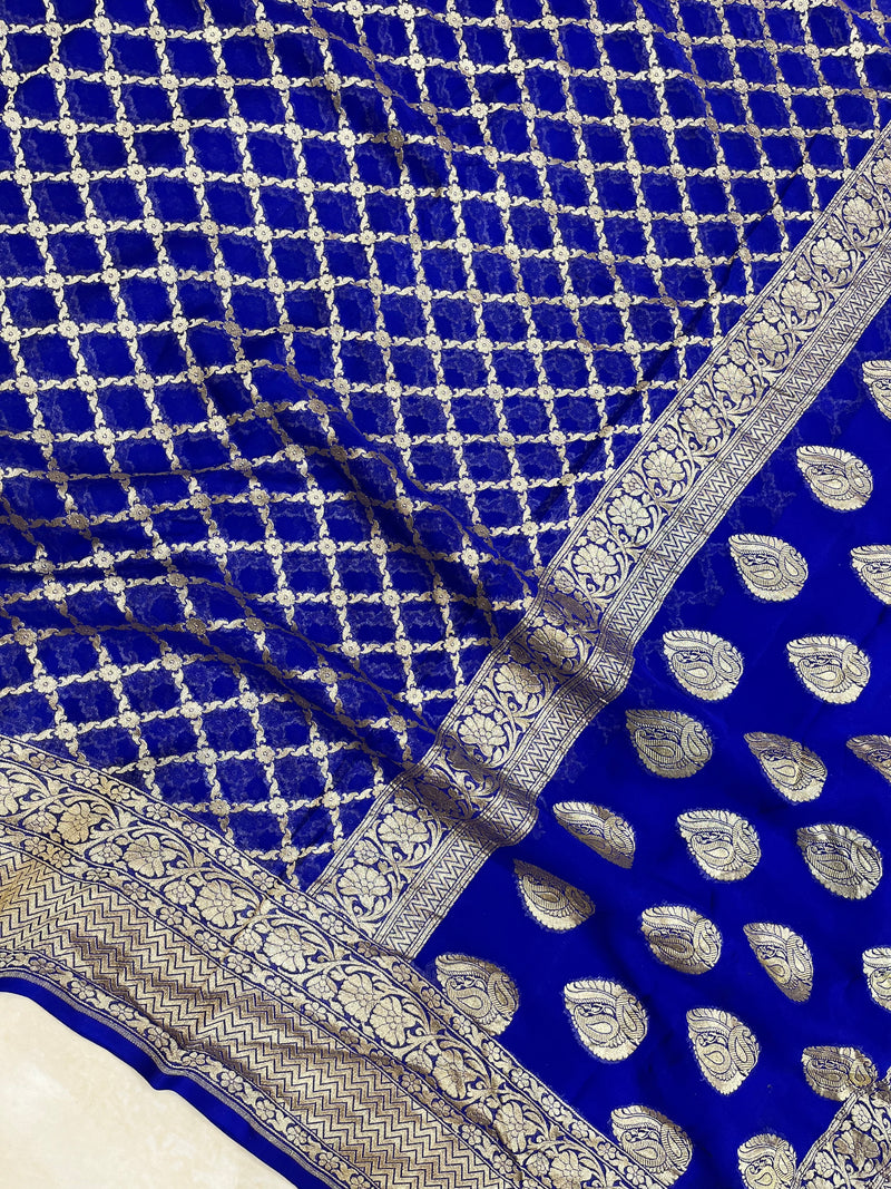 Khaddi Georgette Handloom Banarasi Saree - The Handlooms