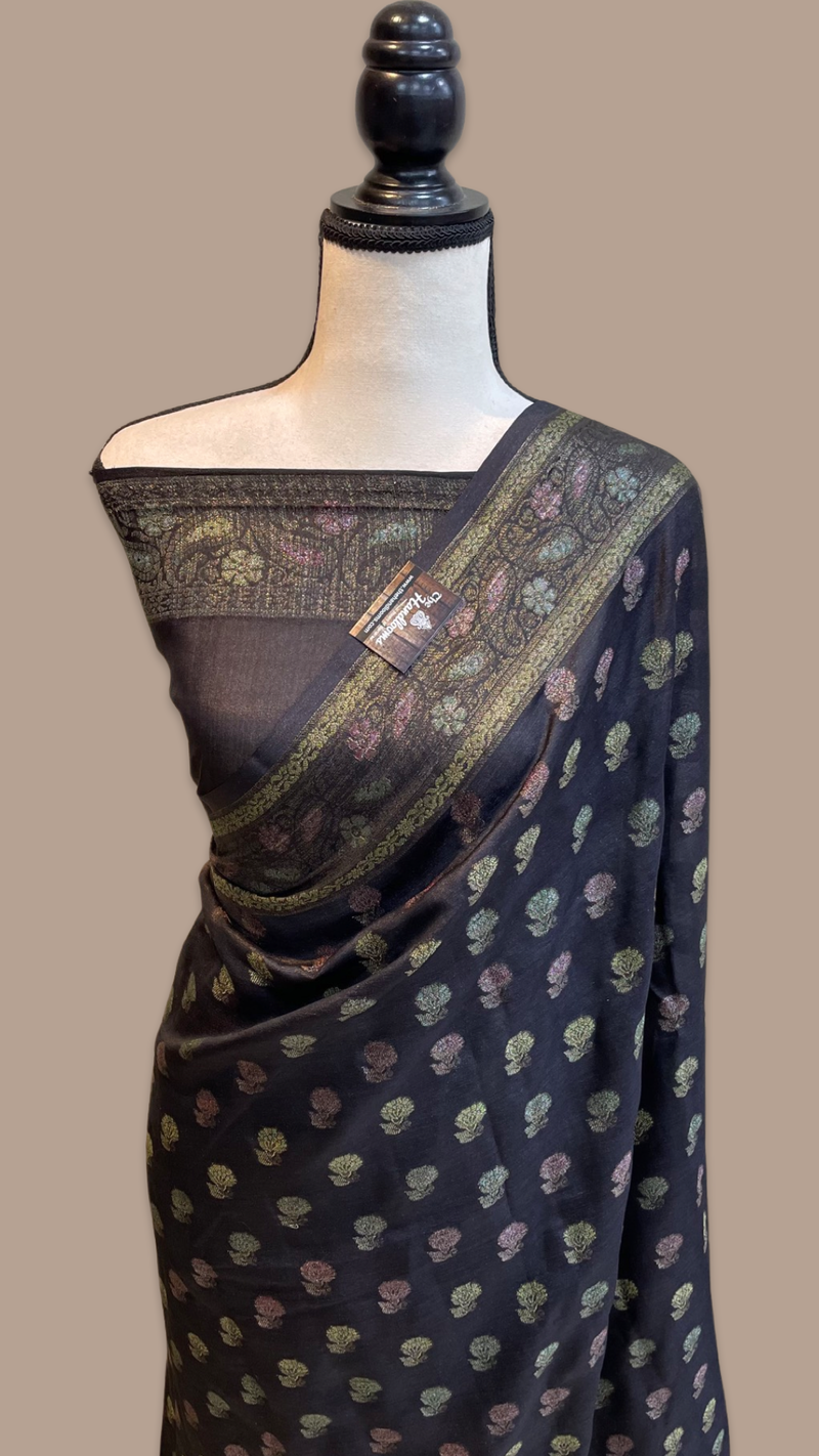 Pure Butter Crepe Banarasi Saree - The Handlooms