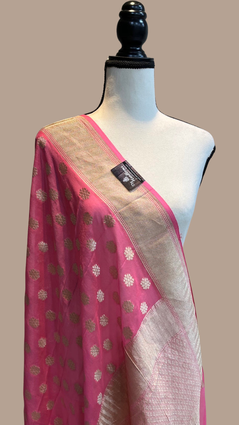 Pure Khaddi Georgette Dupatta - water zari - The Handlooms