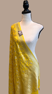 Pure Khaddi Georgette Dupatta - water zari - The Handlooms