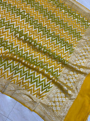 Pure Khaddi Georgette Dupatta - water zari - The Handlooms