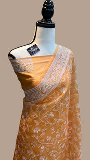 Pure Organza Chikankari Handloom Banarasi Saree - The Handlooms
