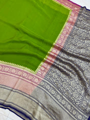 Khaddi Georgette Handloom Banarasi Saree - The Handlooms