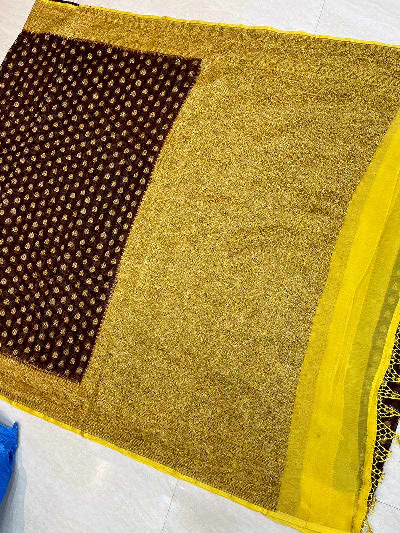 Khaddi Georgette Banarasi Saree -  Antique zari - The Handlooms
