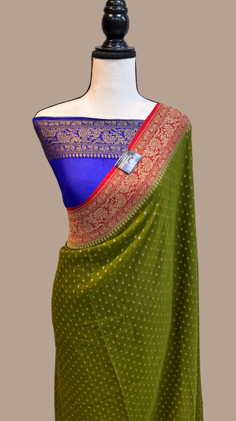 Khaddi Georgette Banarasi Saree -  Antique zari - The Handlooms