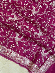 Pure organza Chikankari Handloom Banarasi Saree - The Handlooms