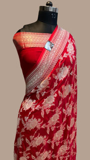 Khaddi Georgette Handloom Banarasi Saree - The Handlooms