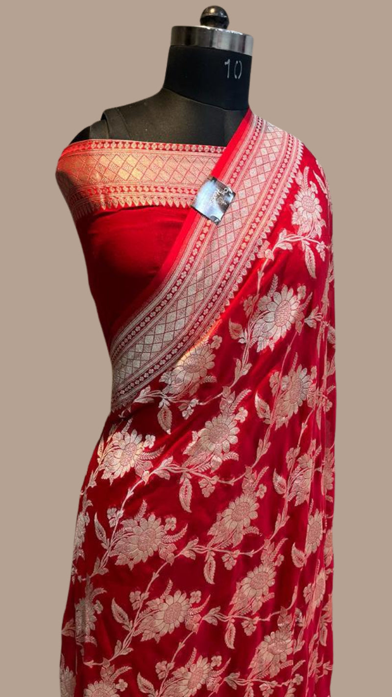 Khaddi Georgette Handloom Banarasi Saree - The Handlooms