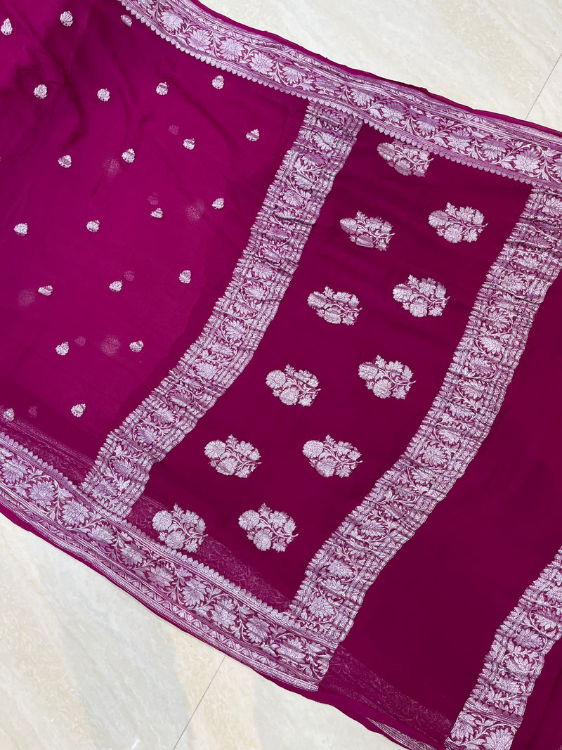 Pure Georgette Banarasi Handloom Saree - The Handlooms