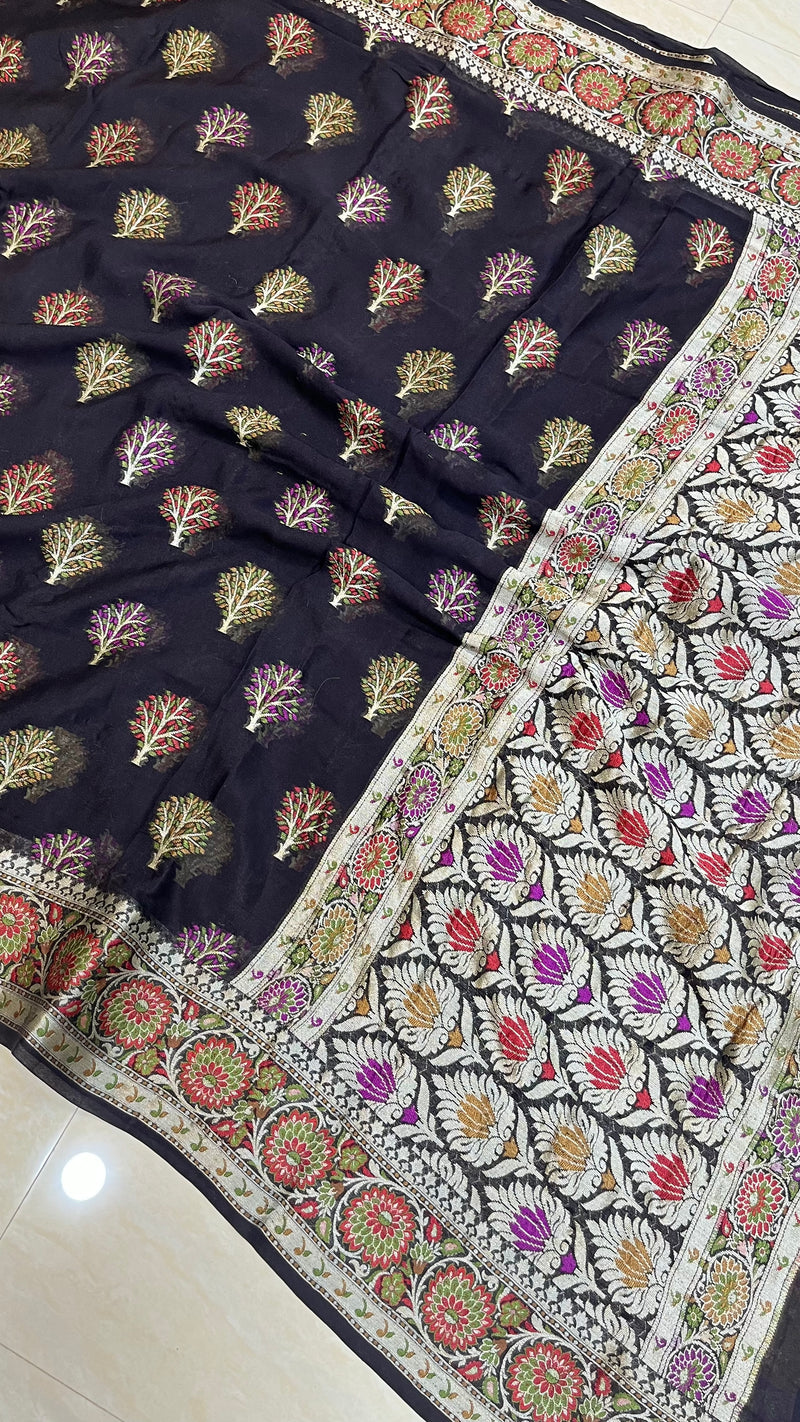 Pure Chiffon Khaddi Banarasi Saree - The Handlooms