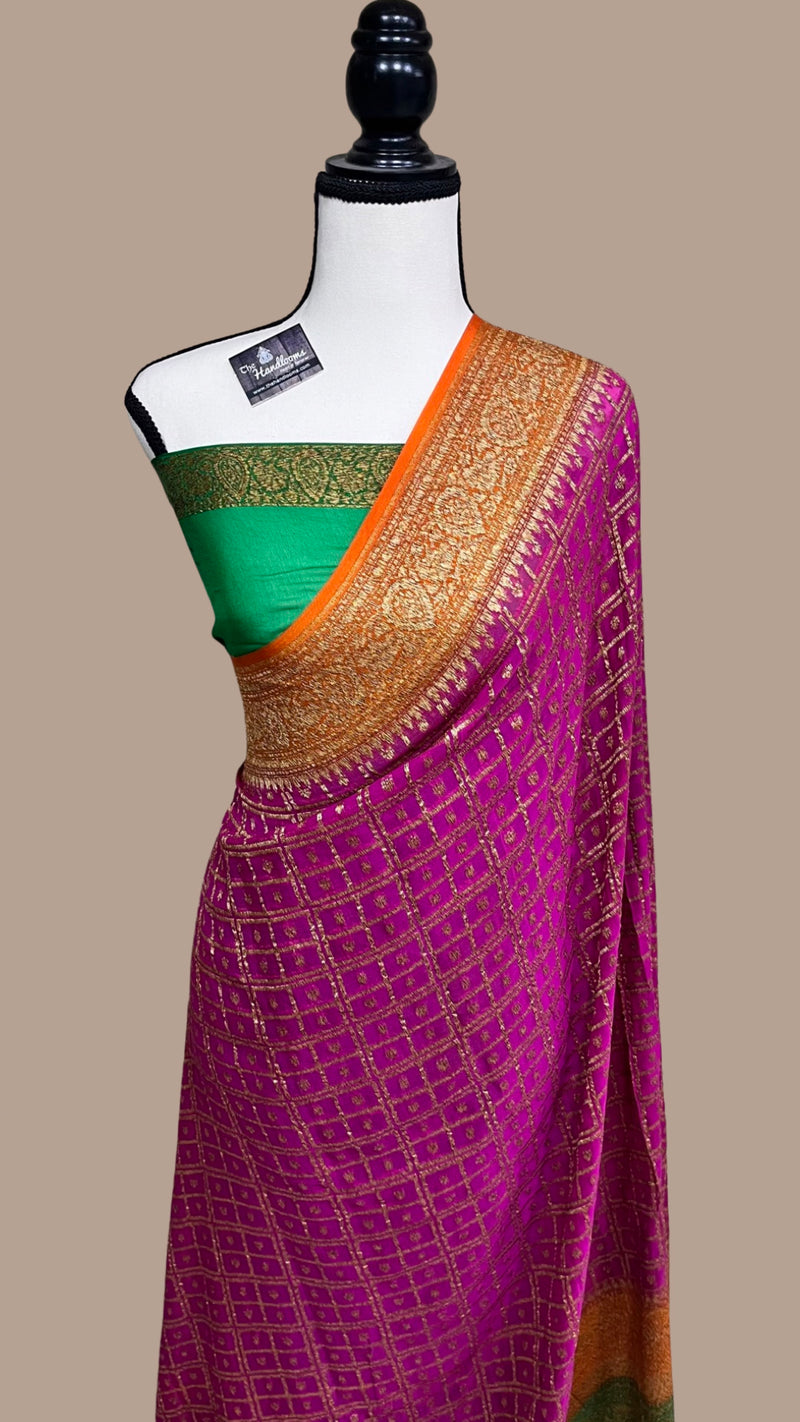 Khaddi Georgette Banarasi Saree -  Antique zari - The Handlooms